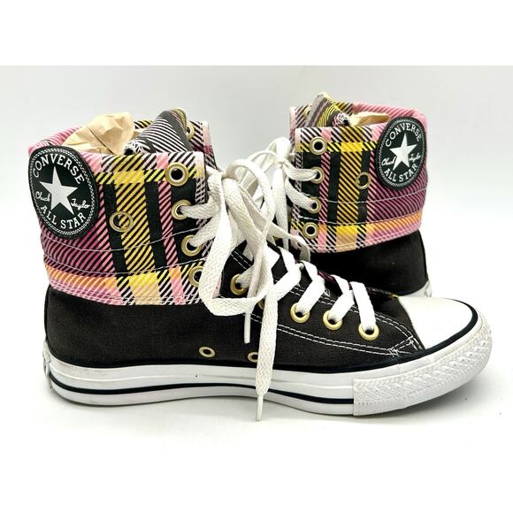 Converse Chuck Taylor All Star Women's 7.5 Layer Up Plaid Hi Top 517442 GUC - Picture 12 of 16